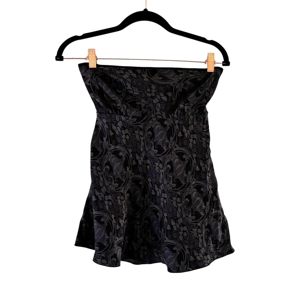 Vintage Y2K The Limited Silk Babydoll Strapless Tunic Top Womens‎ S Black Floral